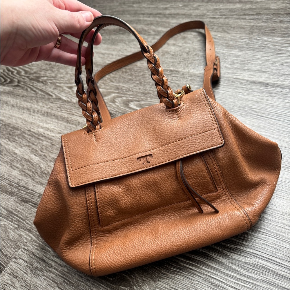 Tory Burch Half Moon Satchel-Cognac